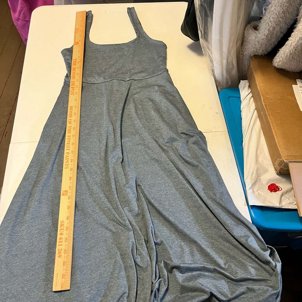 Quince Flowknit Breeze Fit & Flare Dress Heather Sky Blue Midi Casual Small - Picture 9 of 12